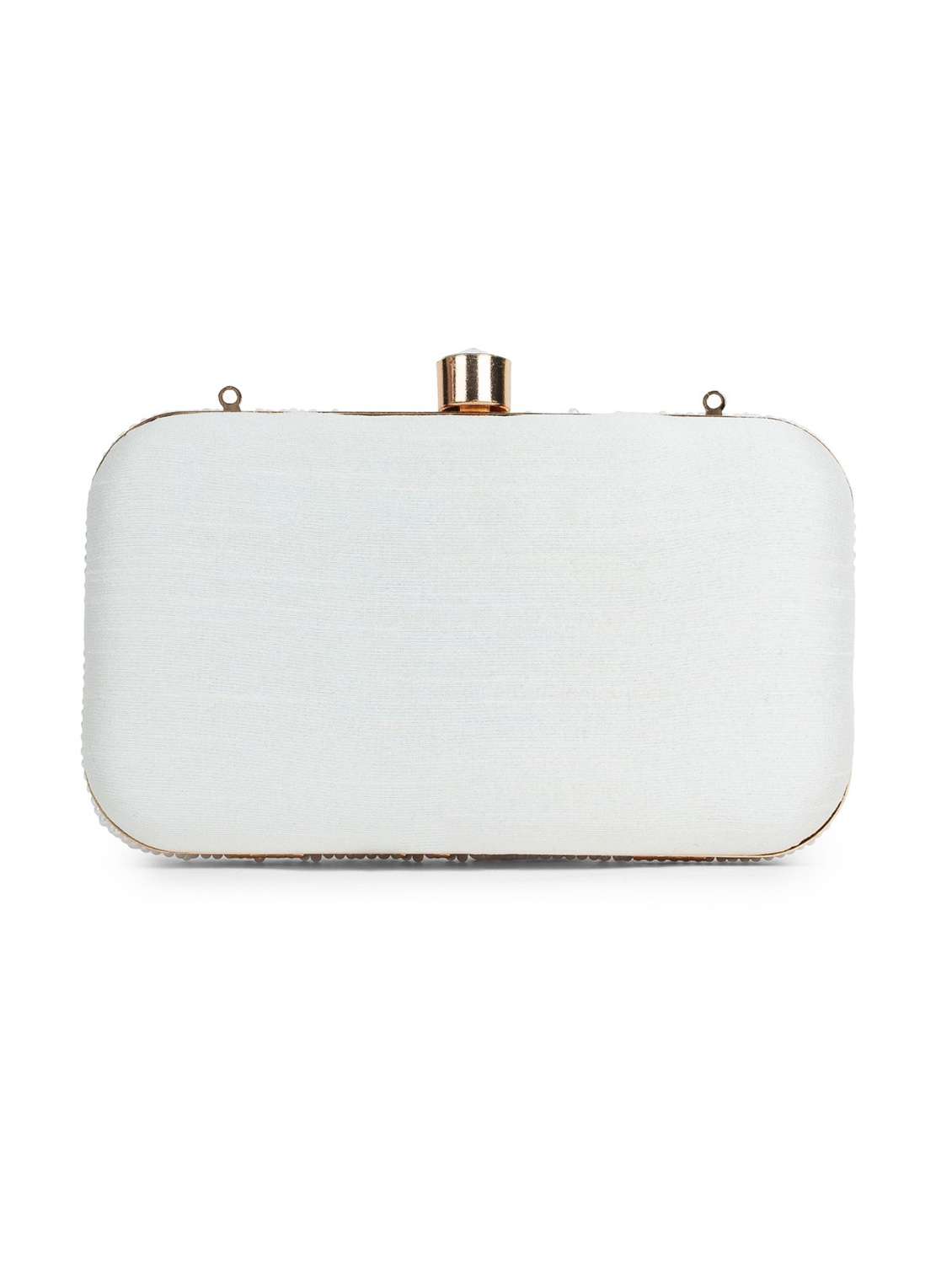 women embellished white clutch with detachable strap - 22220127 -  Standard Image - 1