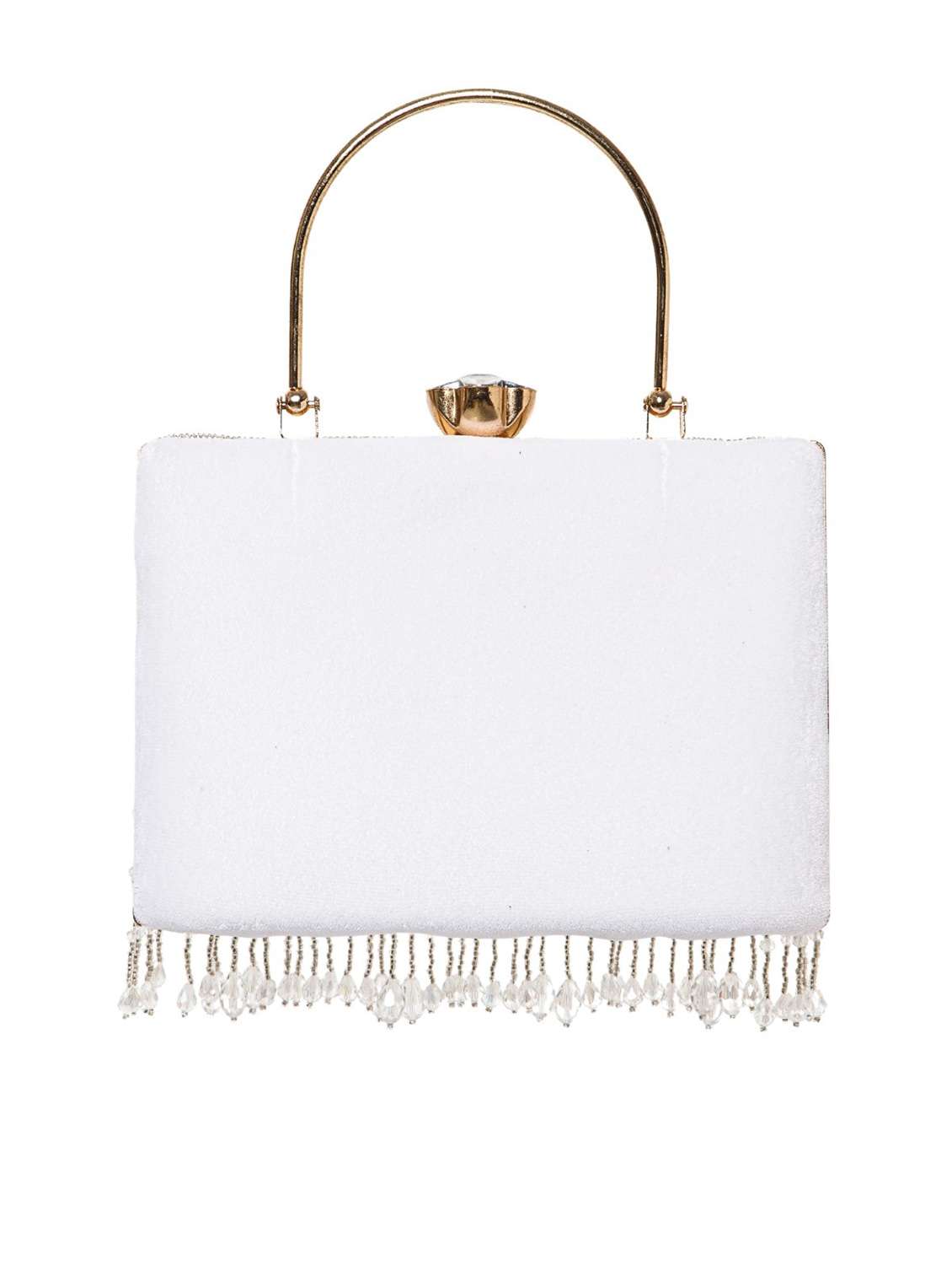 white embellished velvet party box clutch - 22220128 -  Standard Image - 1