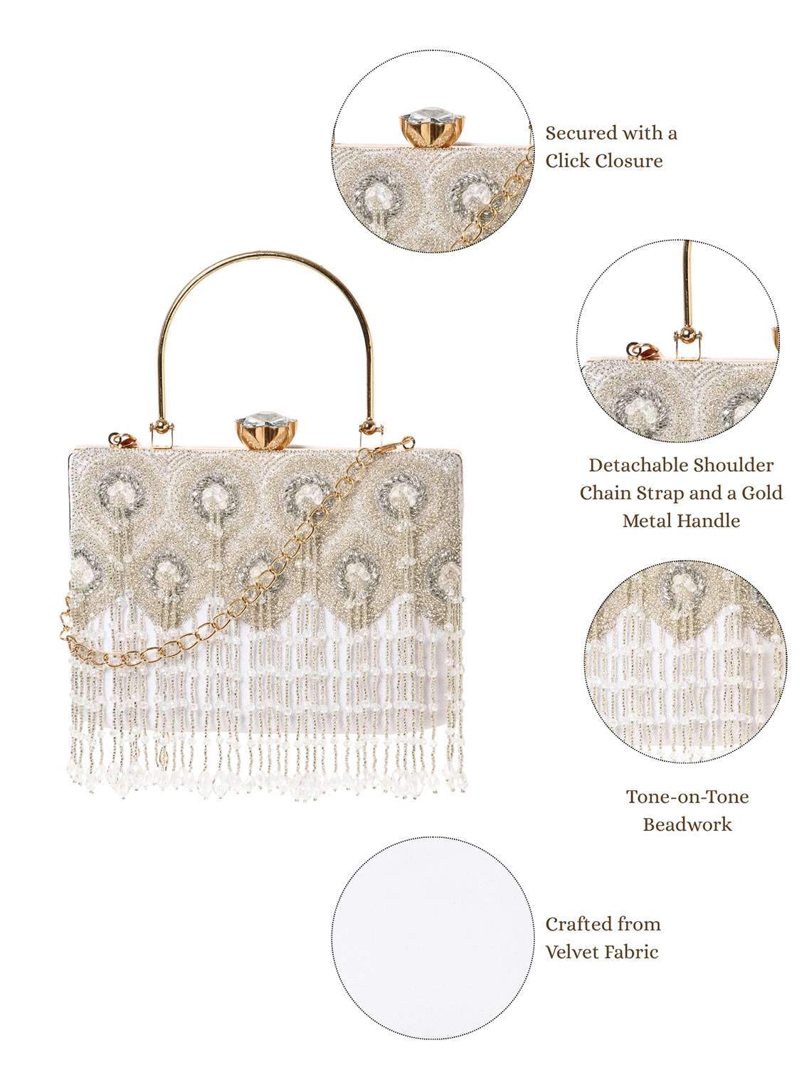 white embellished velvet party box clutch - 22220128 -  Standard Image - 4