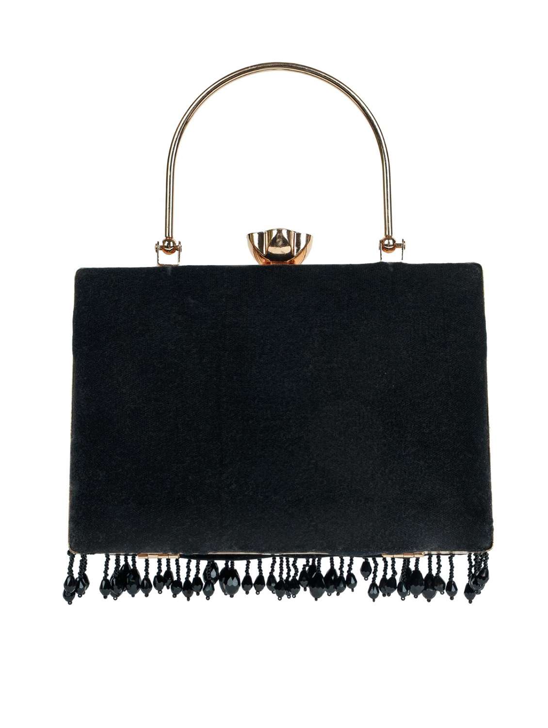 women black embellished velvet box clutch with handle - 22220129 -  Standard Image - 1