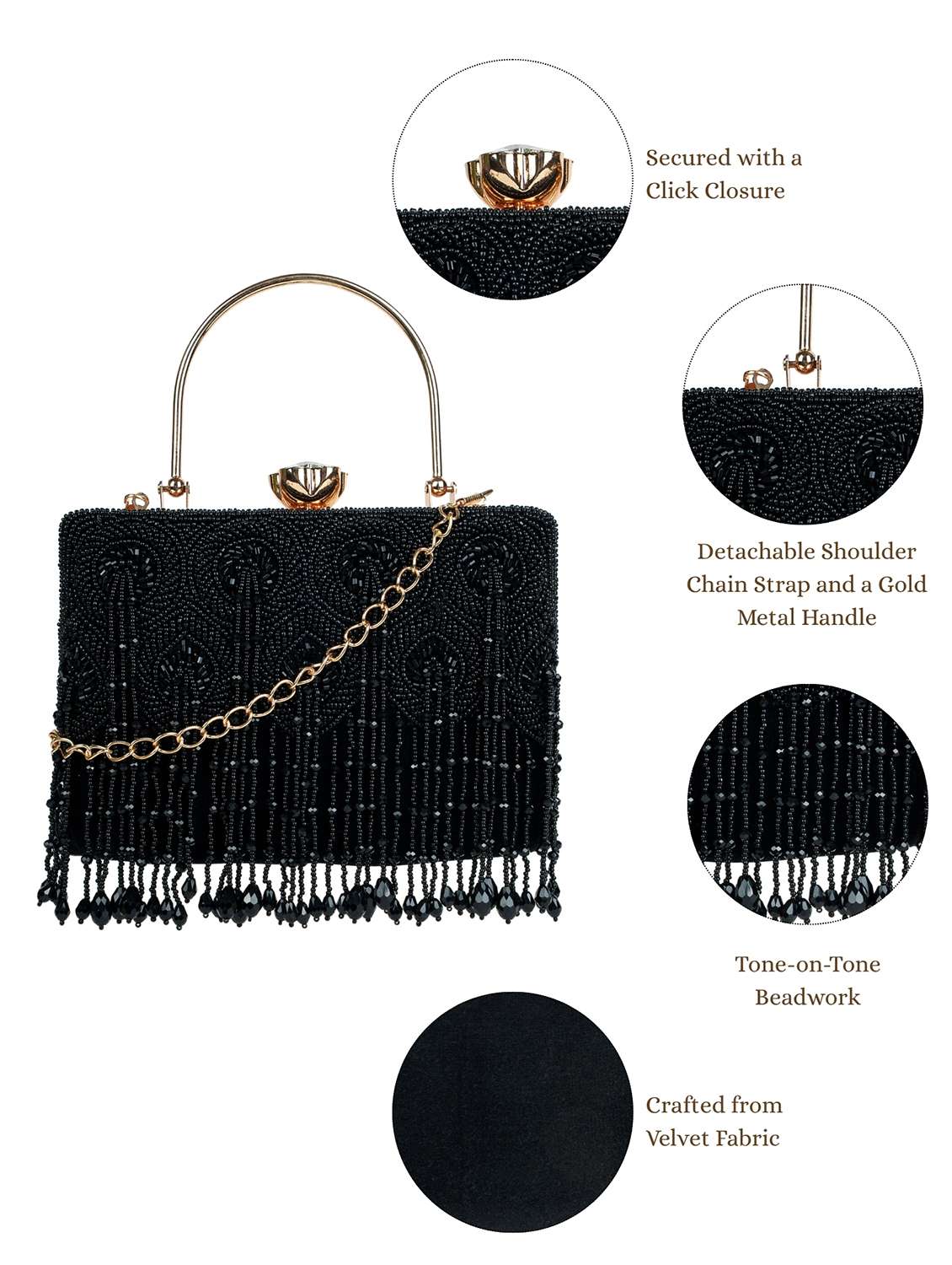women black embellished velvet box clutch with handle - 22220129 -  Standard Image - 4