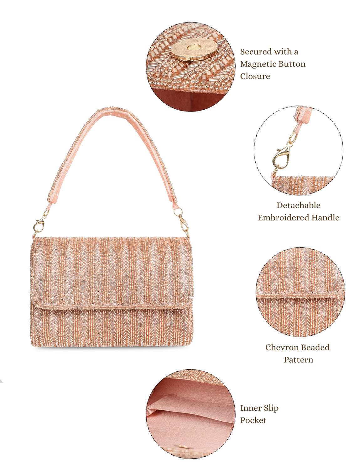 embellished pink clutch with detachable strap - 22220131 -  Standard Image - 4