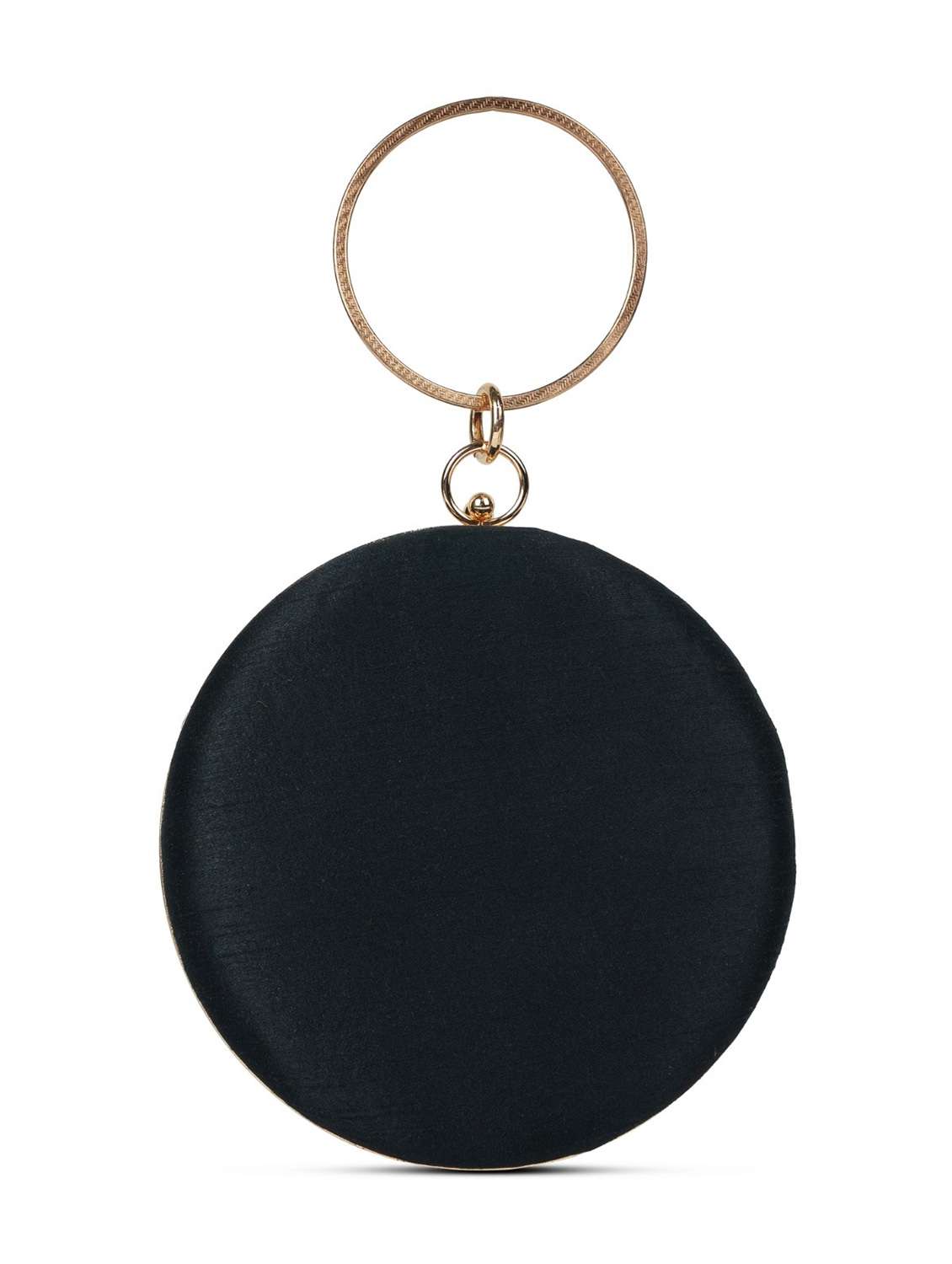 women embellished black faux silk party clutch - 22220133 -  Standard Image - 1