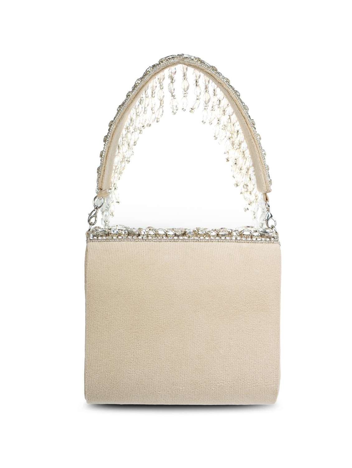women beige embellished clutch with beaded handle - 22220137 -  Standard Image - 1