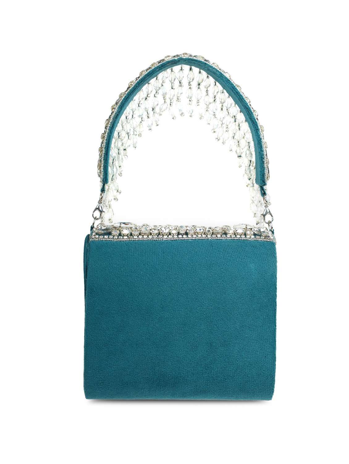 women teal embellished suede clutch  - 22220138 -  Standard Image - 1