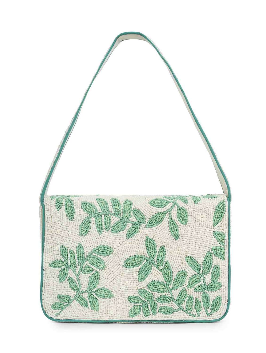 women green embellished fold over clutch  - 22220139 -  Standard Image - 1