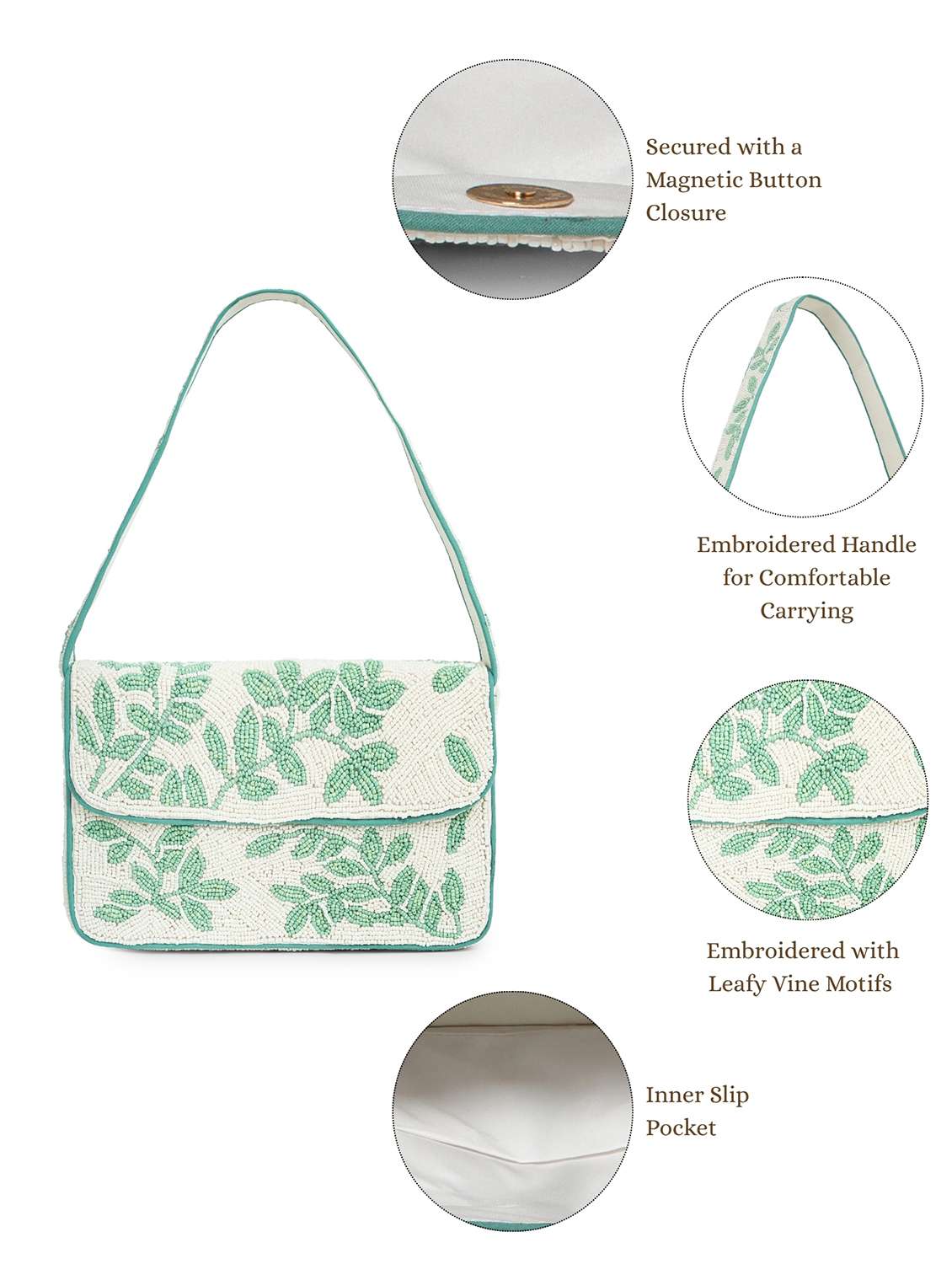 women green embellished fold over clutch  - 22220139 -  Standard Image - 4