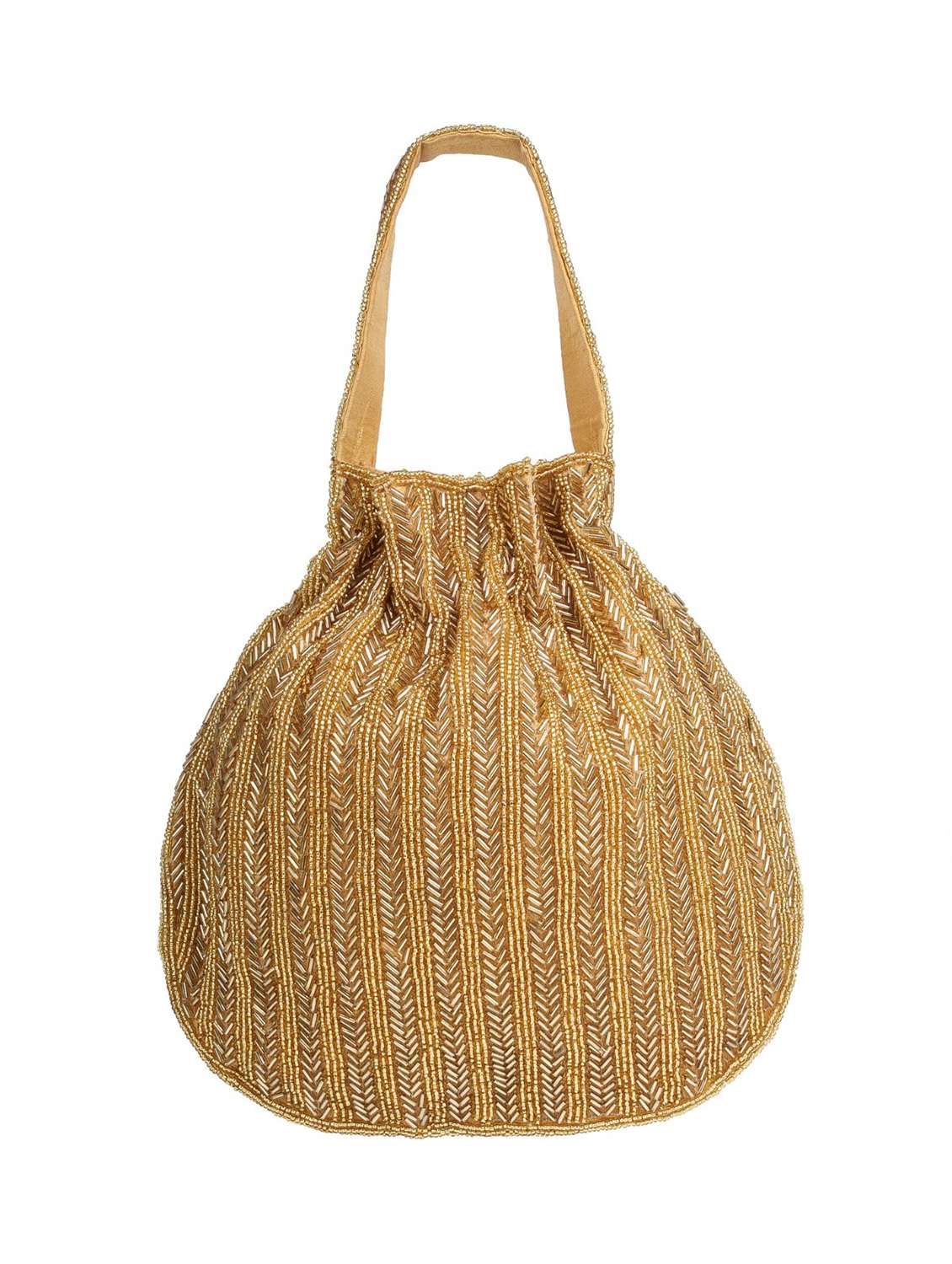 gold embroidery faux silk potli bag - 22220142 -  Standard Image - 1