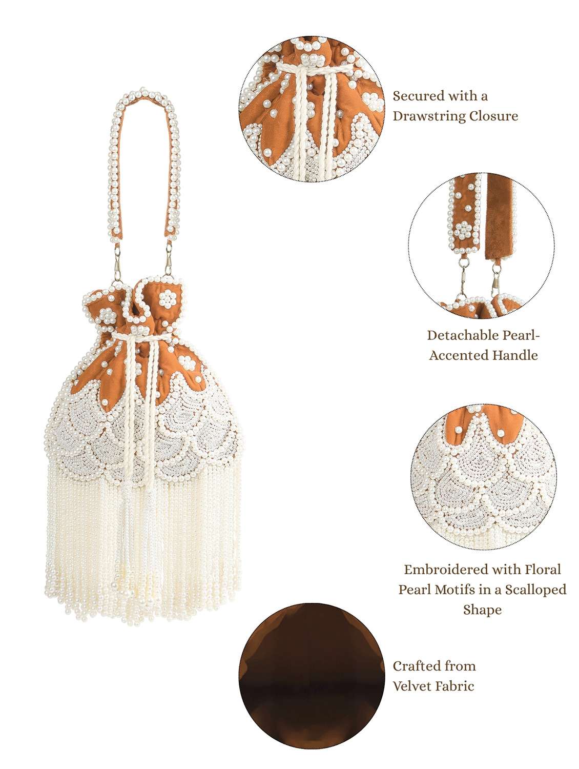 embroidered pearl velvet potli with tassels - 22220144 -  Standard Image - 4