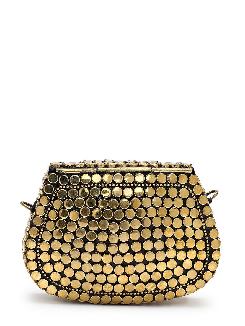 gold embellished metal box clutch - 22220149 -  Standard Image - 1