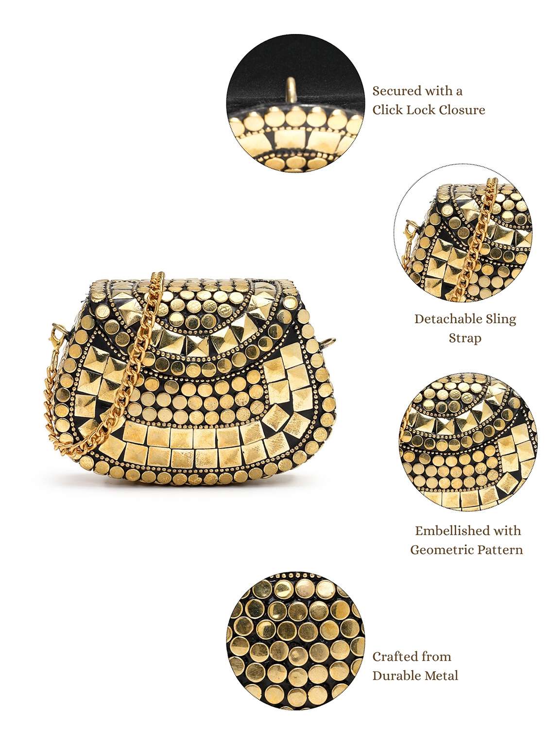 gold embellished metal box clutch - 22220149 -  Standard Image - 4