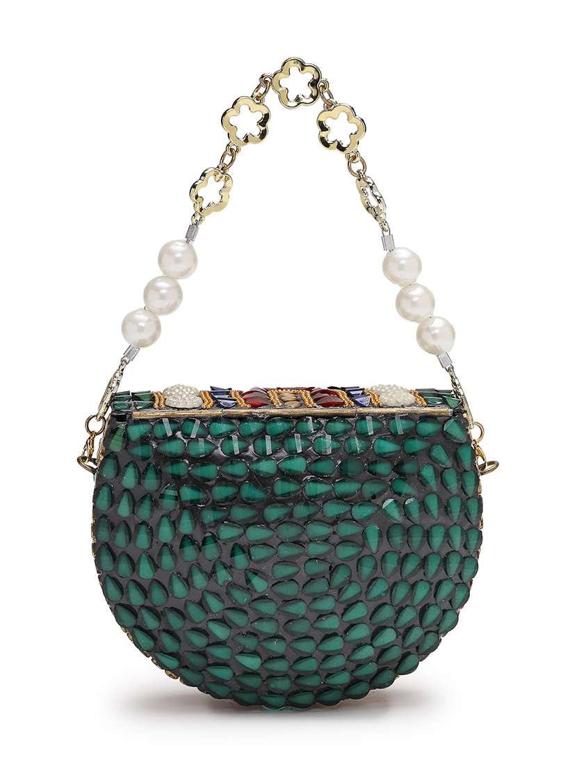 embellished green metal clutch - 22220150 -  Standard Image - 1