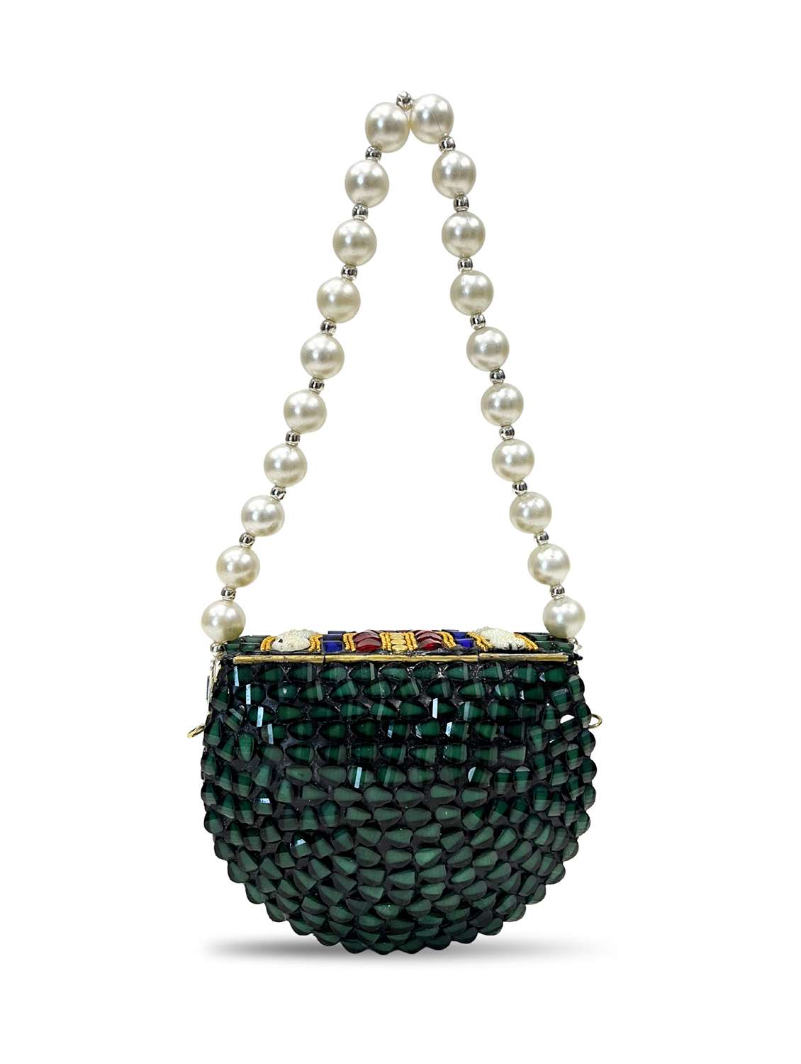 embellished green metal clutch - 22220150 -  Standard Image - 1