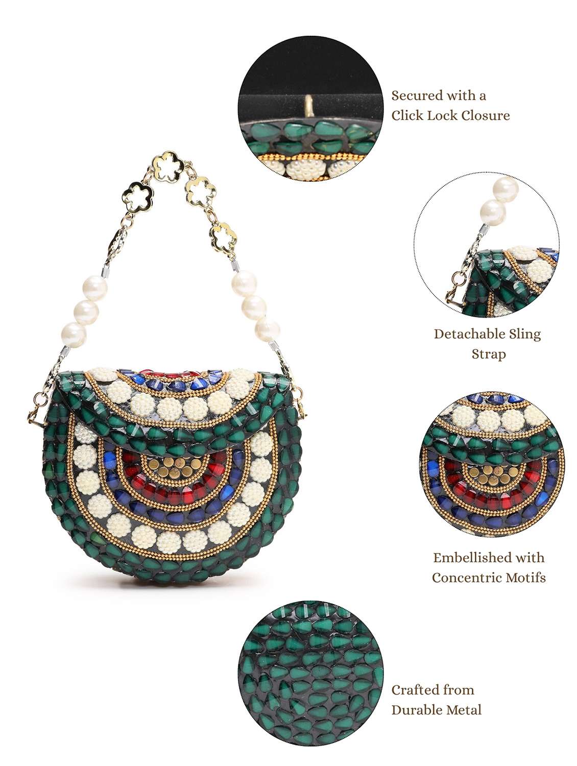 embellished green metal clutch - 22220150 -  Standard Image - 4