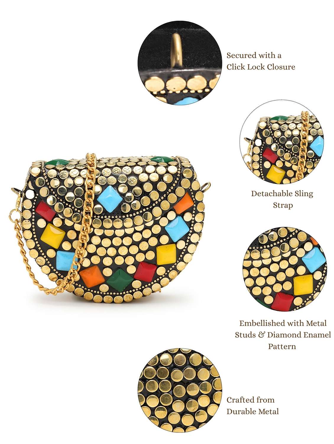 embellished gold metal box clutch - 22220152 -  Standard Image - 4