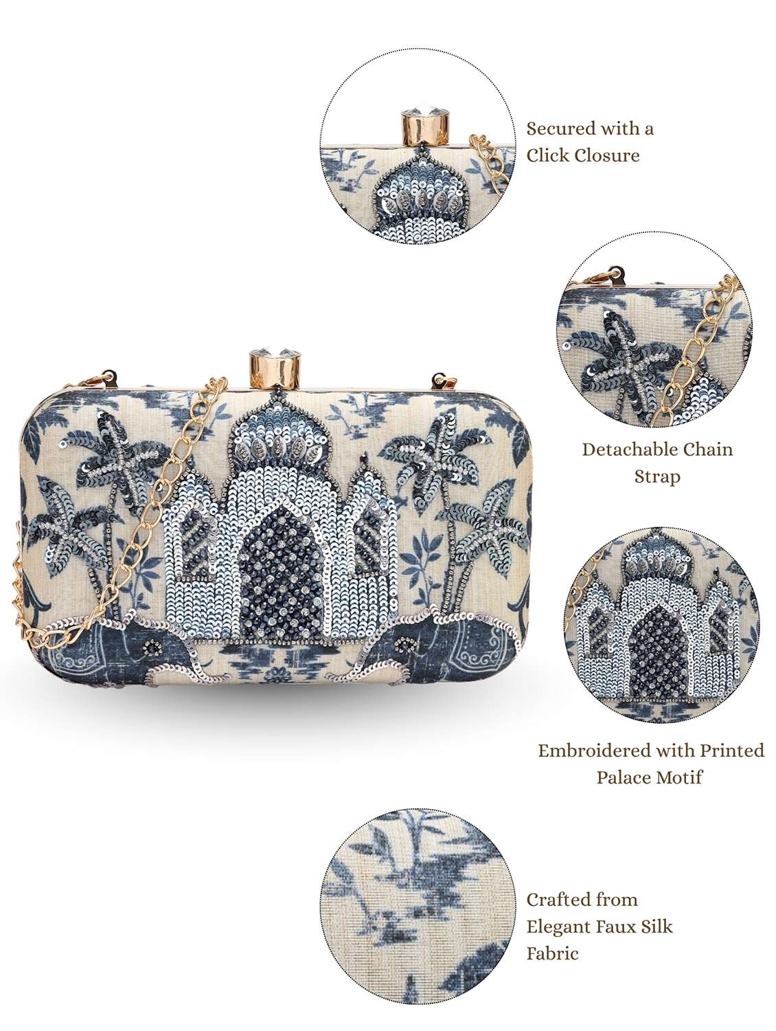 women embroidered clutch with detachable strap - 22220154 -  Standard Image - 4