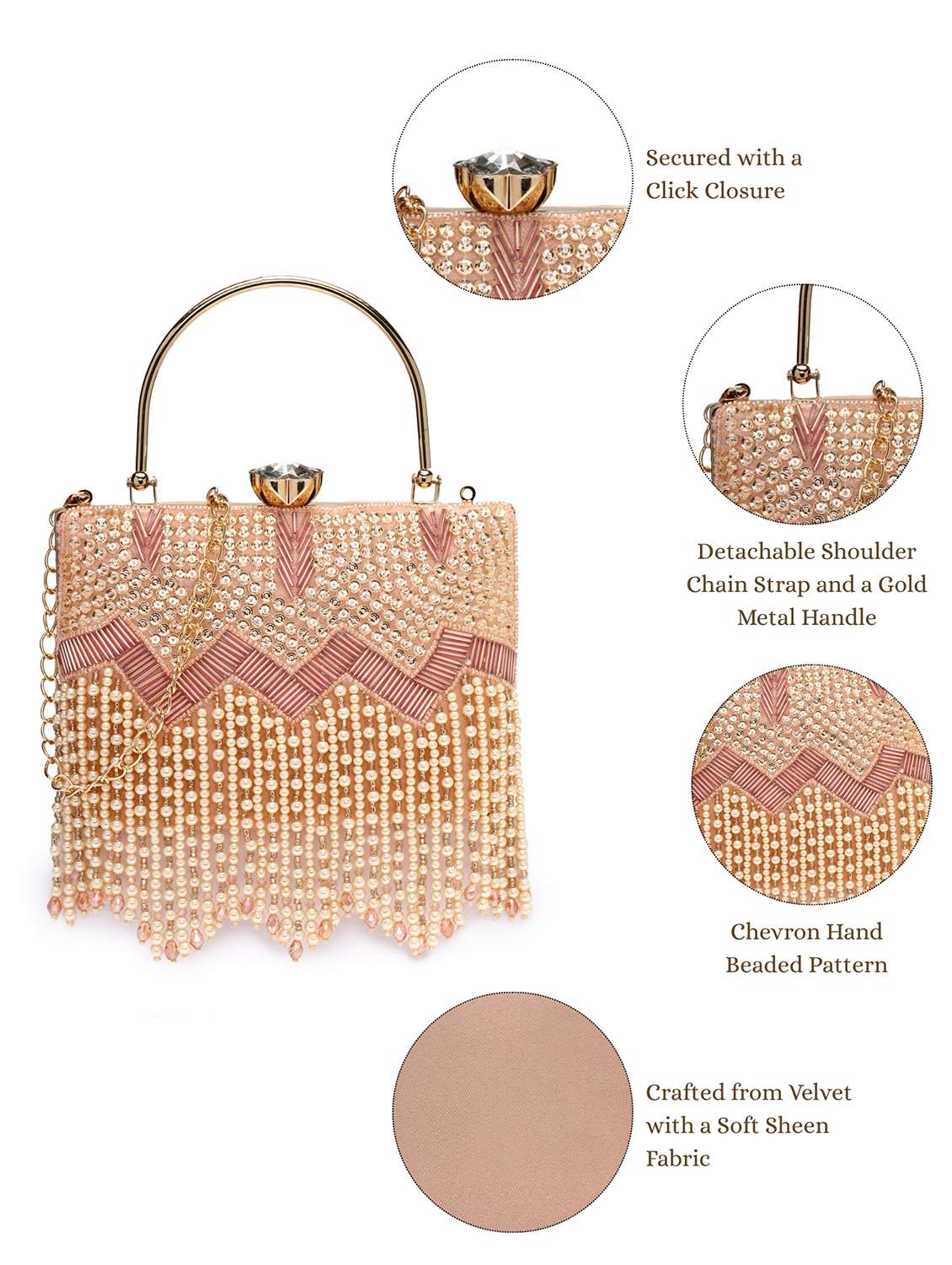  embroidered velvet clutch with pearl fringe - 22220157 -  Standard Image - 4