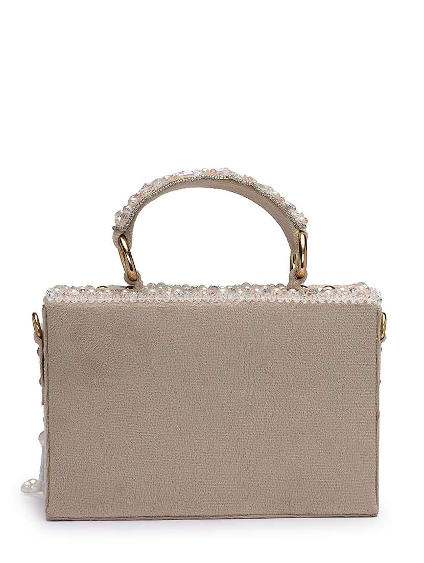 embroidered cream clutch with pearl work  - 22220160 -  Standard Image - 1