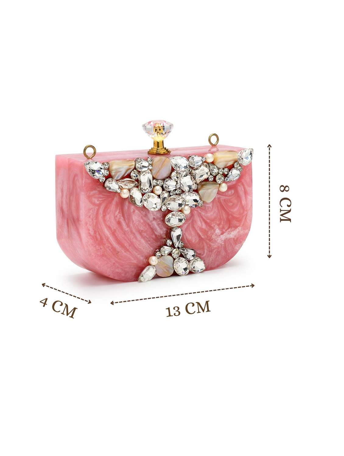 embellished pink clutch with pearl strap  - 22220164 -  Standard Image - 4