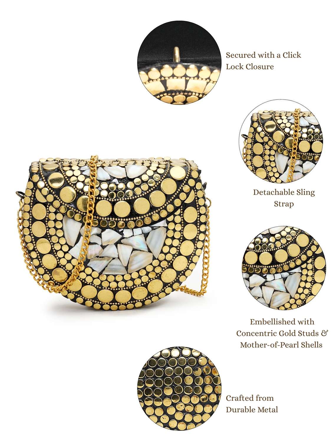 gold embellished metal party clutch - 22220166 -  Standard Image - 4