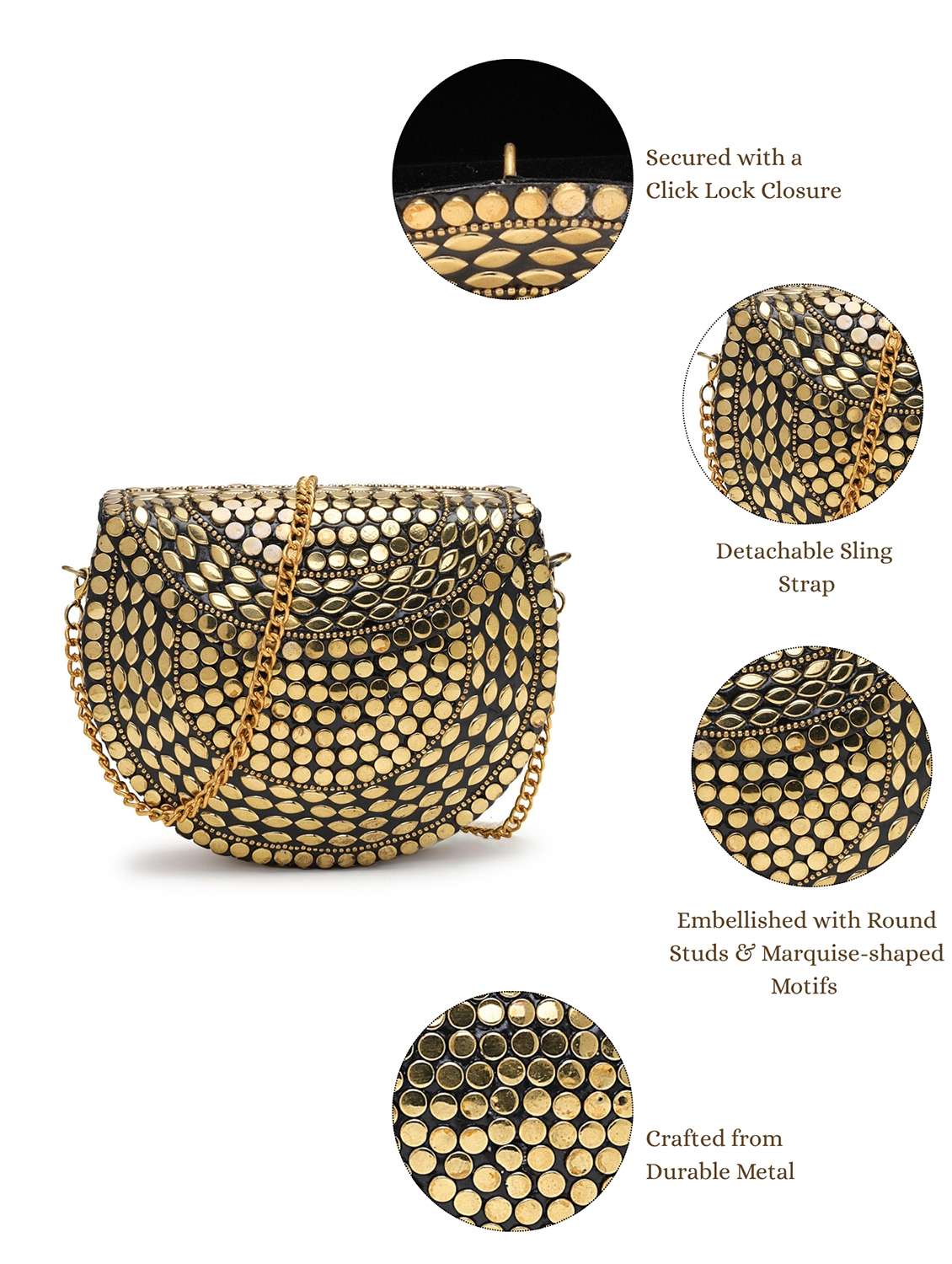 embellished clutch with gold chain - 22220167 -  Standard Image - 4