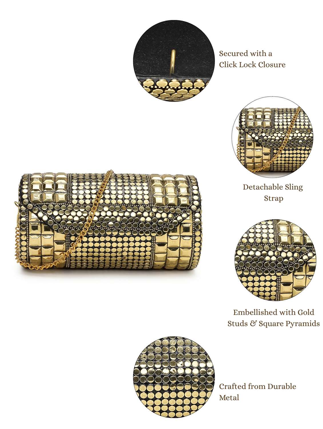 embellished clutch with gold chain  - 22220168 -  Standard Image - 4