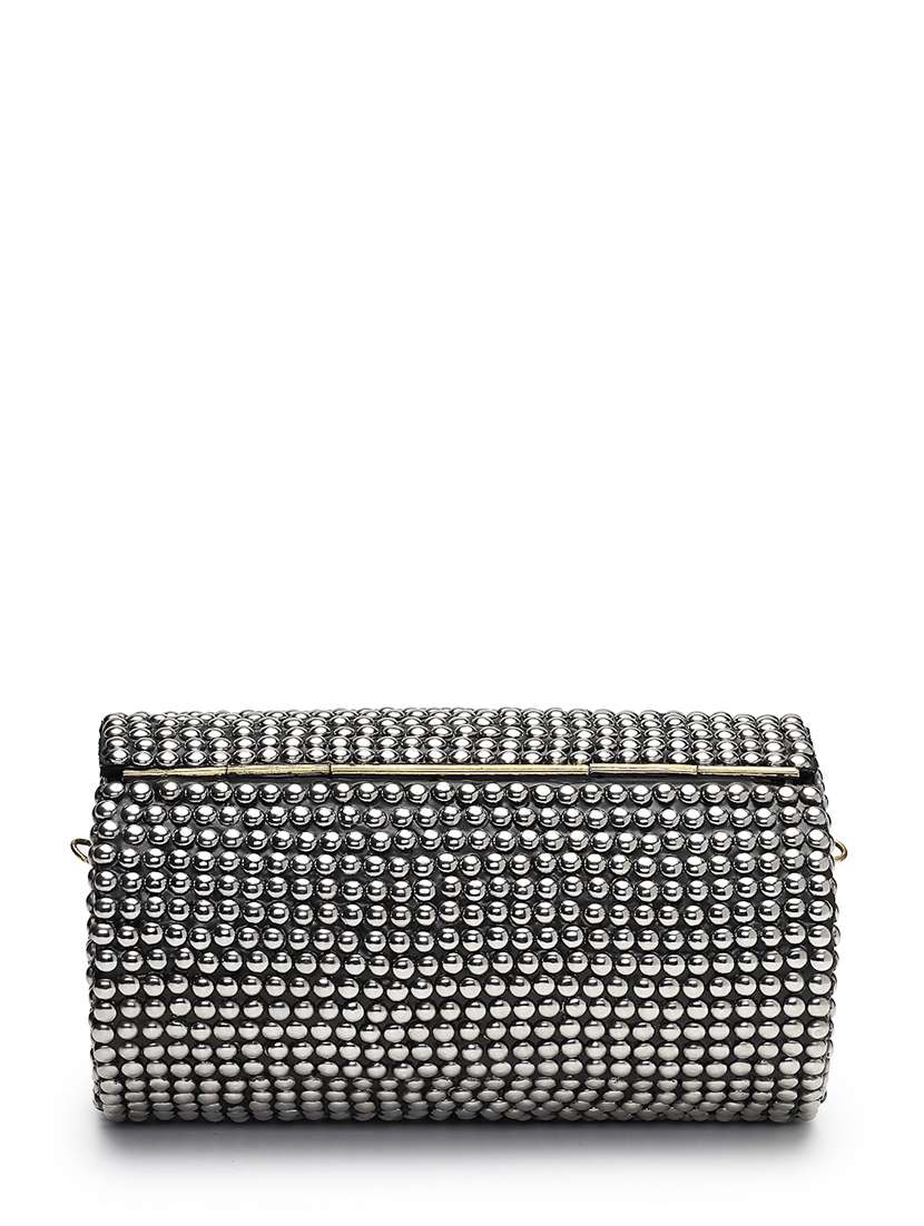 embellished cylindrical clutch with sling strap - 22220169 -  Standard Image - 1