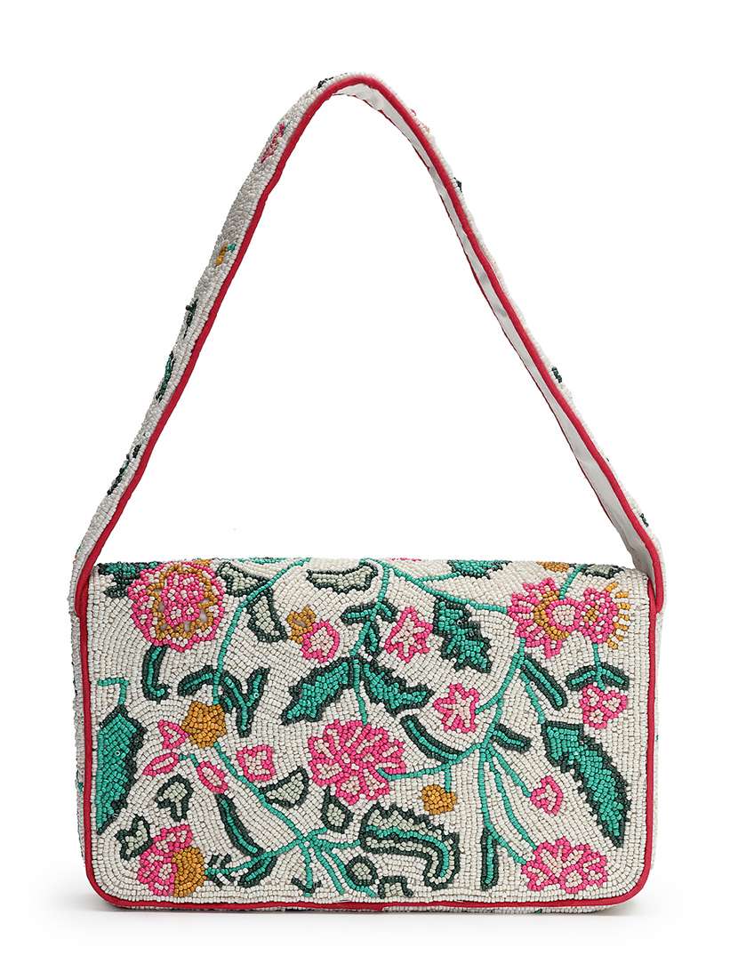 floral embellished cream box clutch - 22220172 -  Standard Image - 1