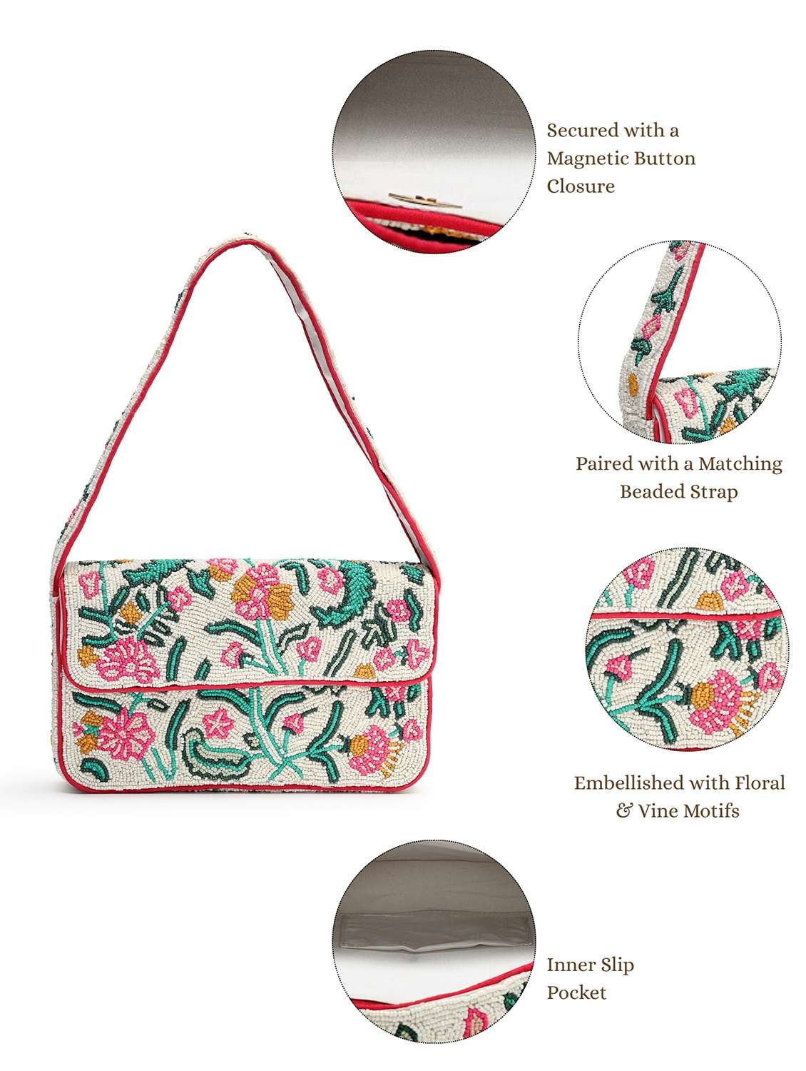 floral embellished cream box clutch - 22220172 -  Standard Image - 4