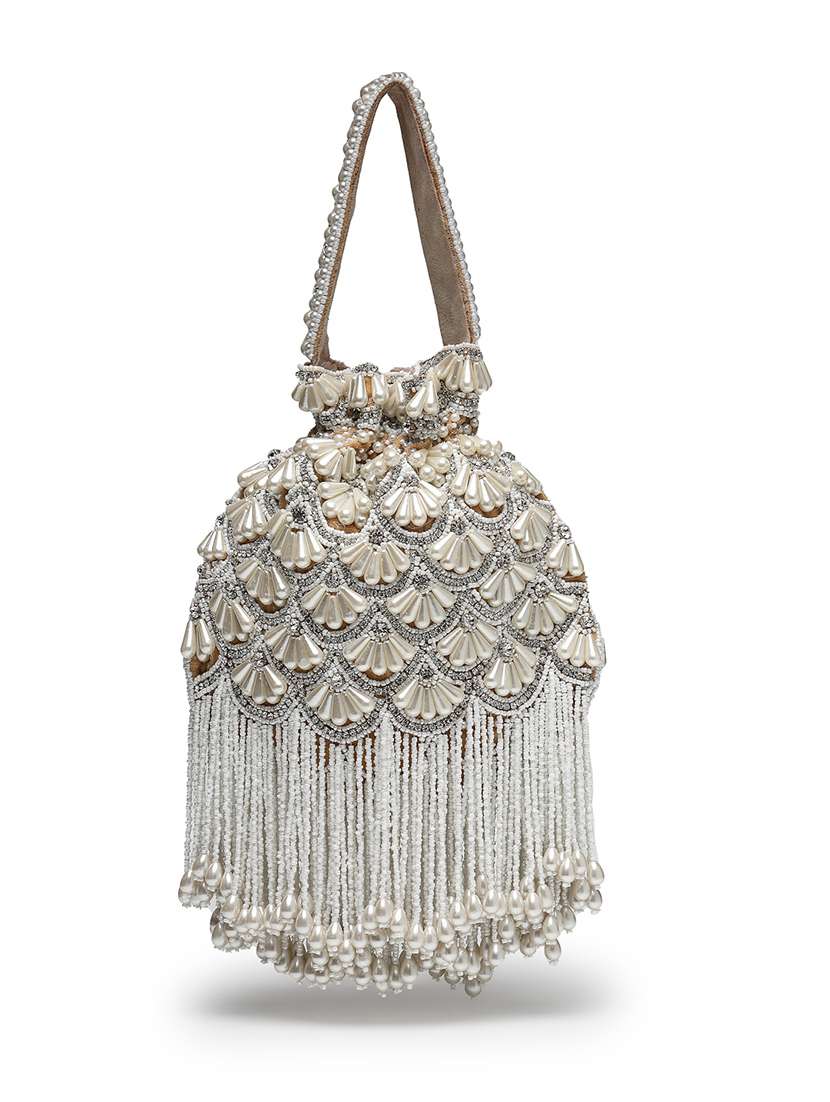 women embellished pearl detiled potli bag - 22220180 -  Standard Image - 1