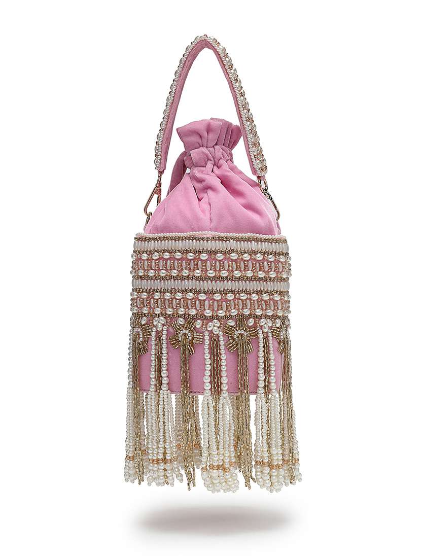 women embellished pearl detiled potli bag - 22220181 -  Standard Image - 1