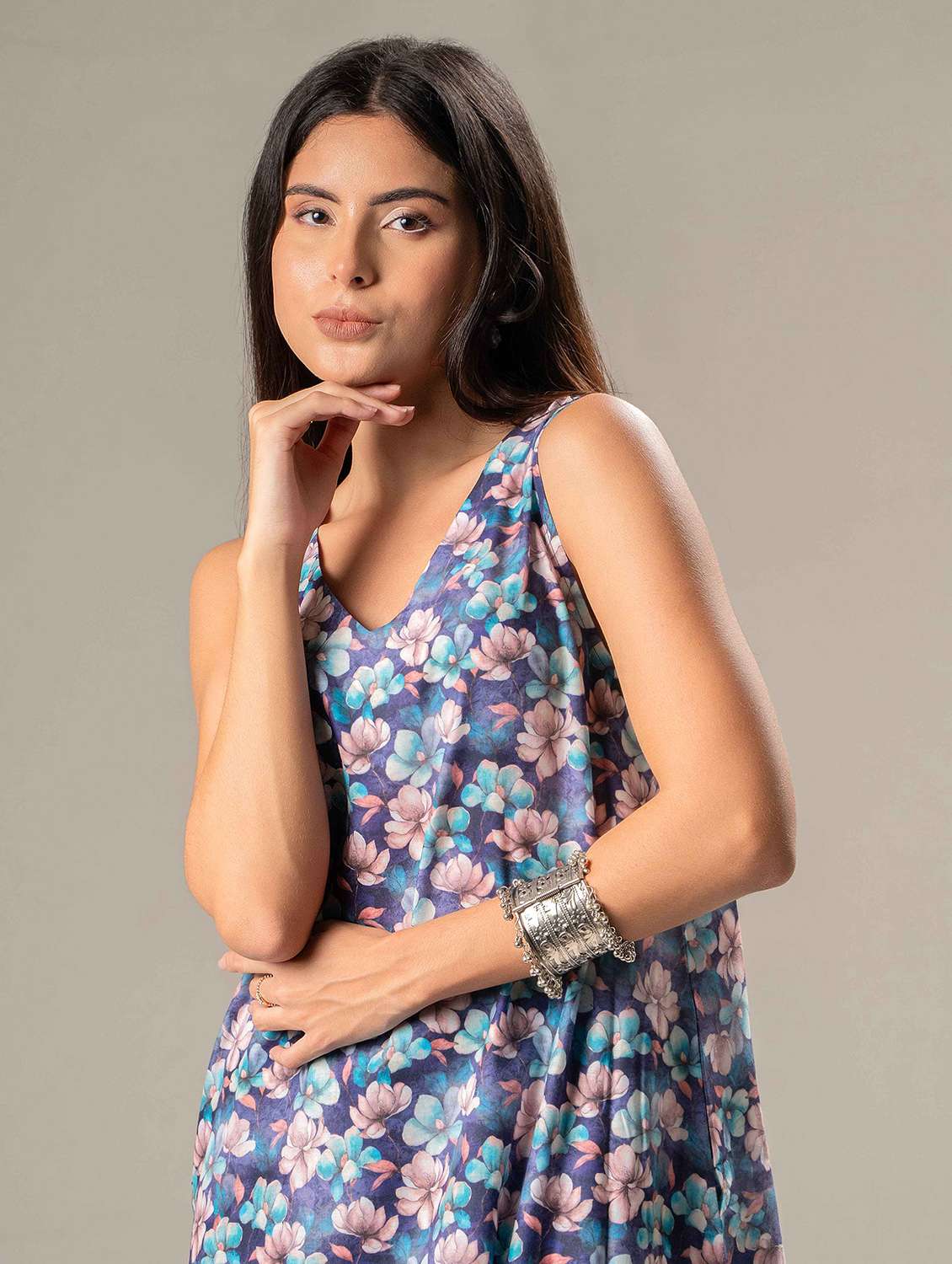 women floral print sleeveless a-line dress - 22220196 -  Standard Image - 4