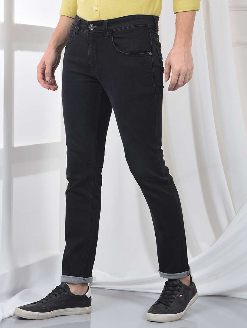 men plain mid rise full length jeans - 22220202 -  Standard Image - 1