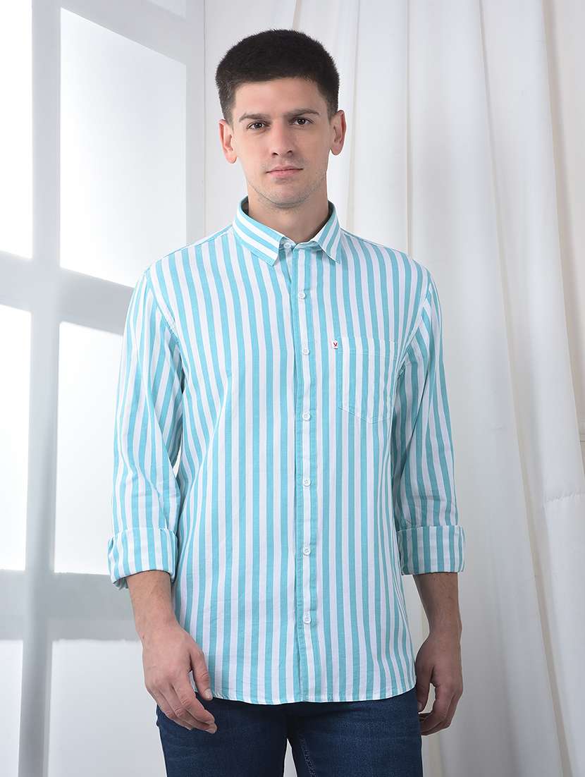 men striped long sleeve regualr fit casual shirt - 22220207 -  Standard Image - 1