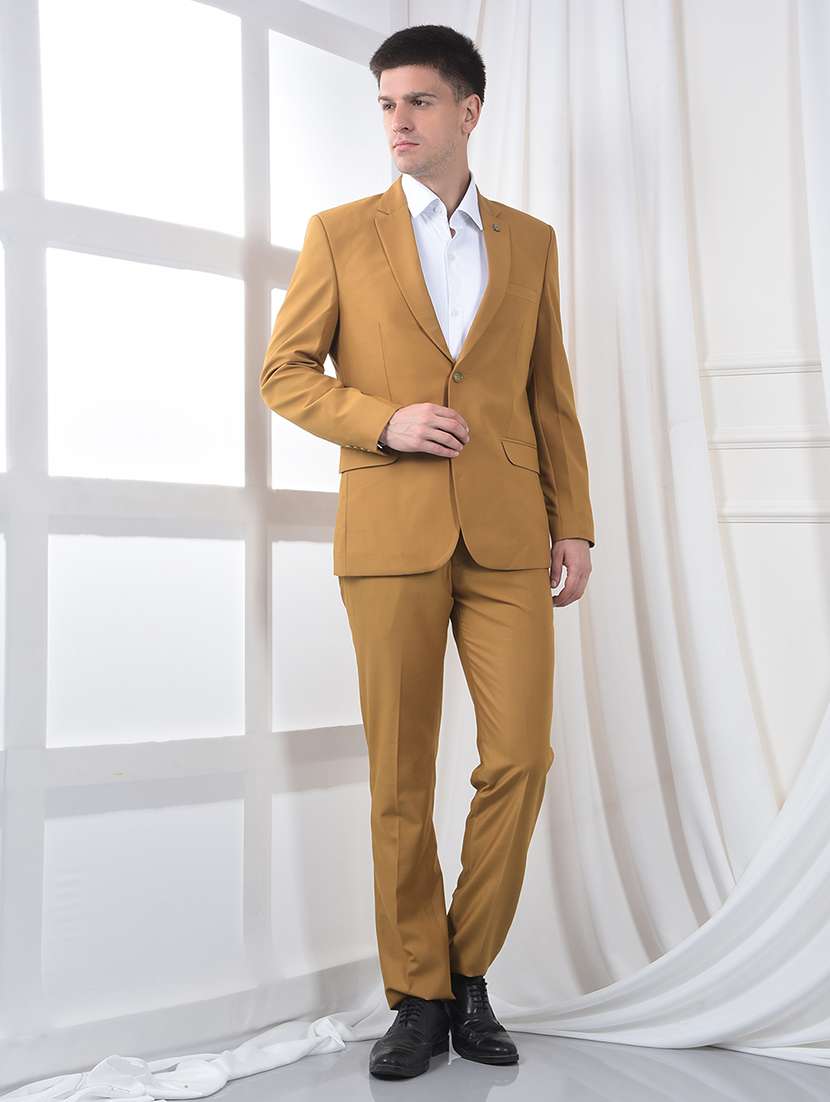 men solid lapel collar 2-piece suits set - 22220232 -  Standard Image - 1