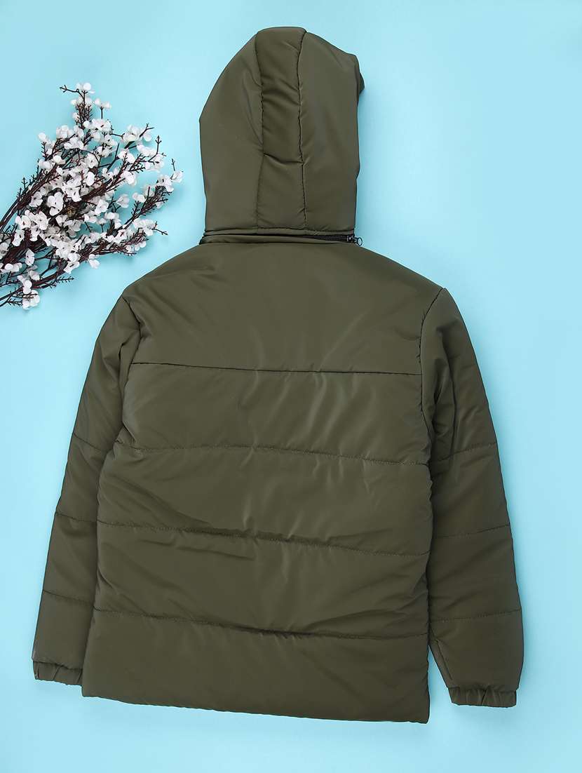 kids solid long sleeve hooded quilted jacket - 22220268 -  Standard Image - 1