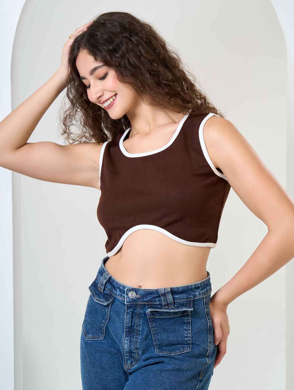 women solid sleeveless crop tank top - 22220303 -  Standard Image - 4