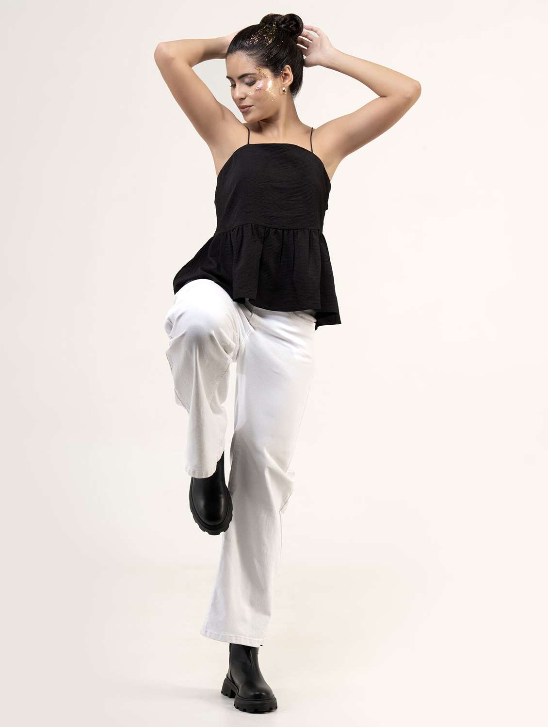 women solid sleeveless peplum top - 22220319 -  Standard Image - 1