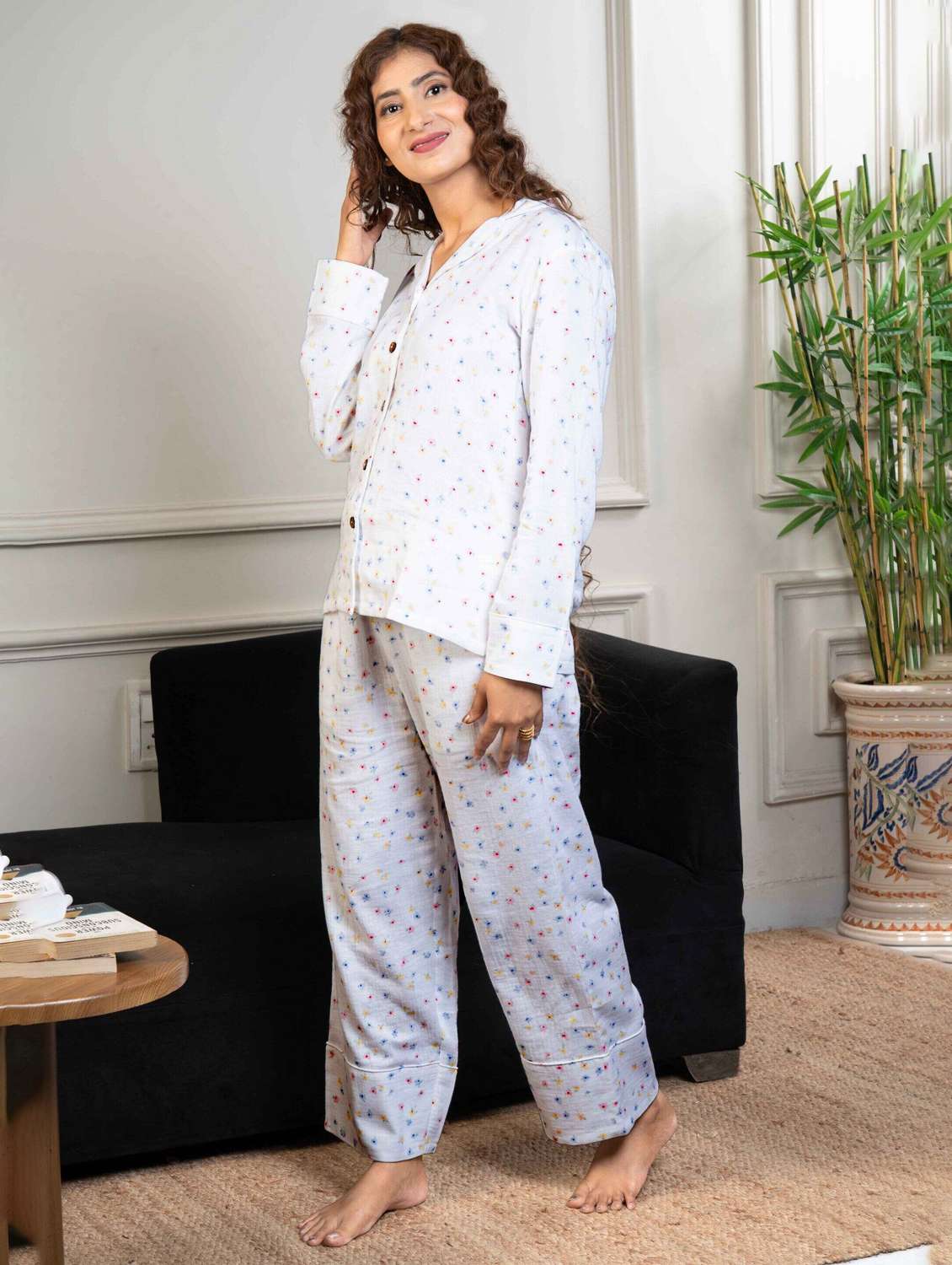women printed nightwear pyjama set - 22220361 -  Standard Image - 1