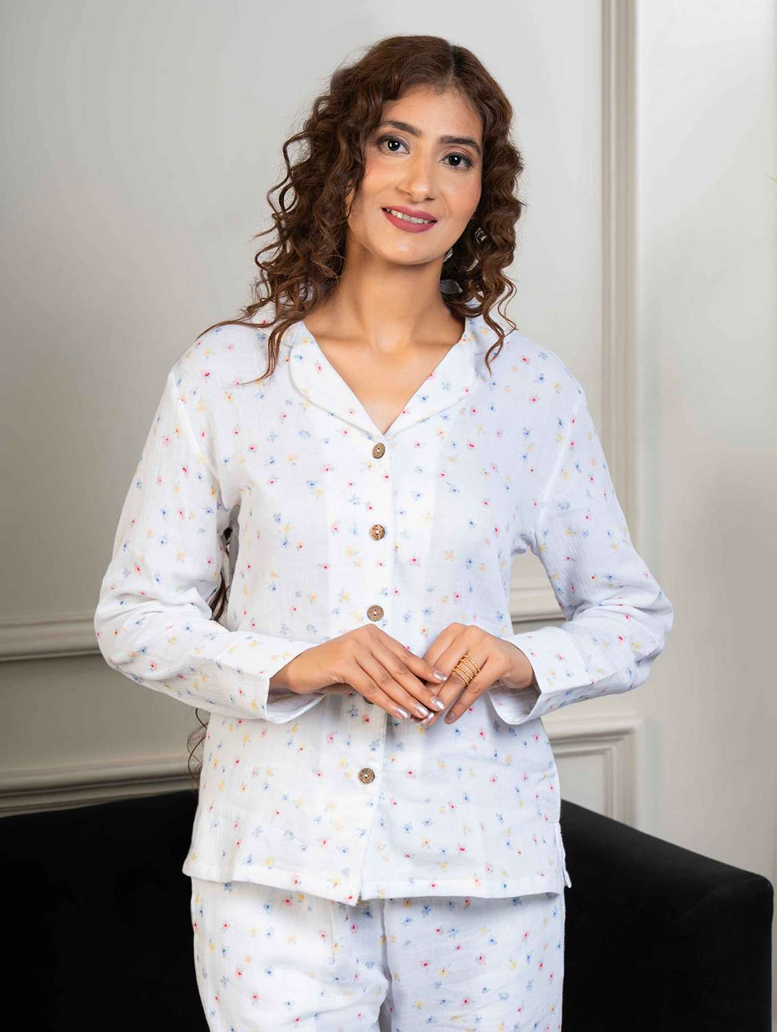 women printed nightwear pyjama set - 22220361 -  Standard Image - 4