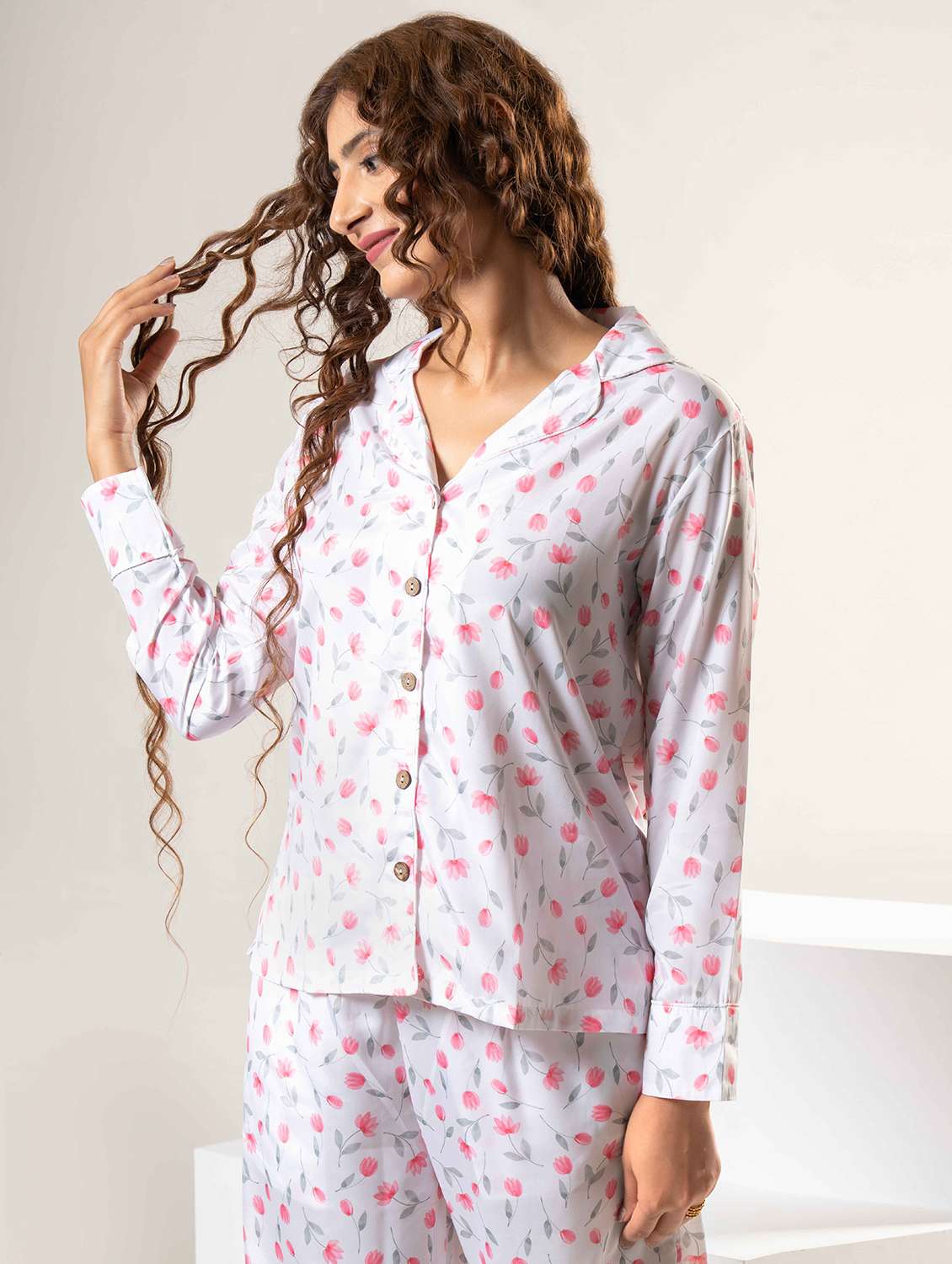 women printed nightwear pyjama set - 22220383 -  Standard Image - 4