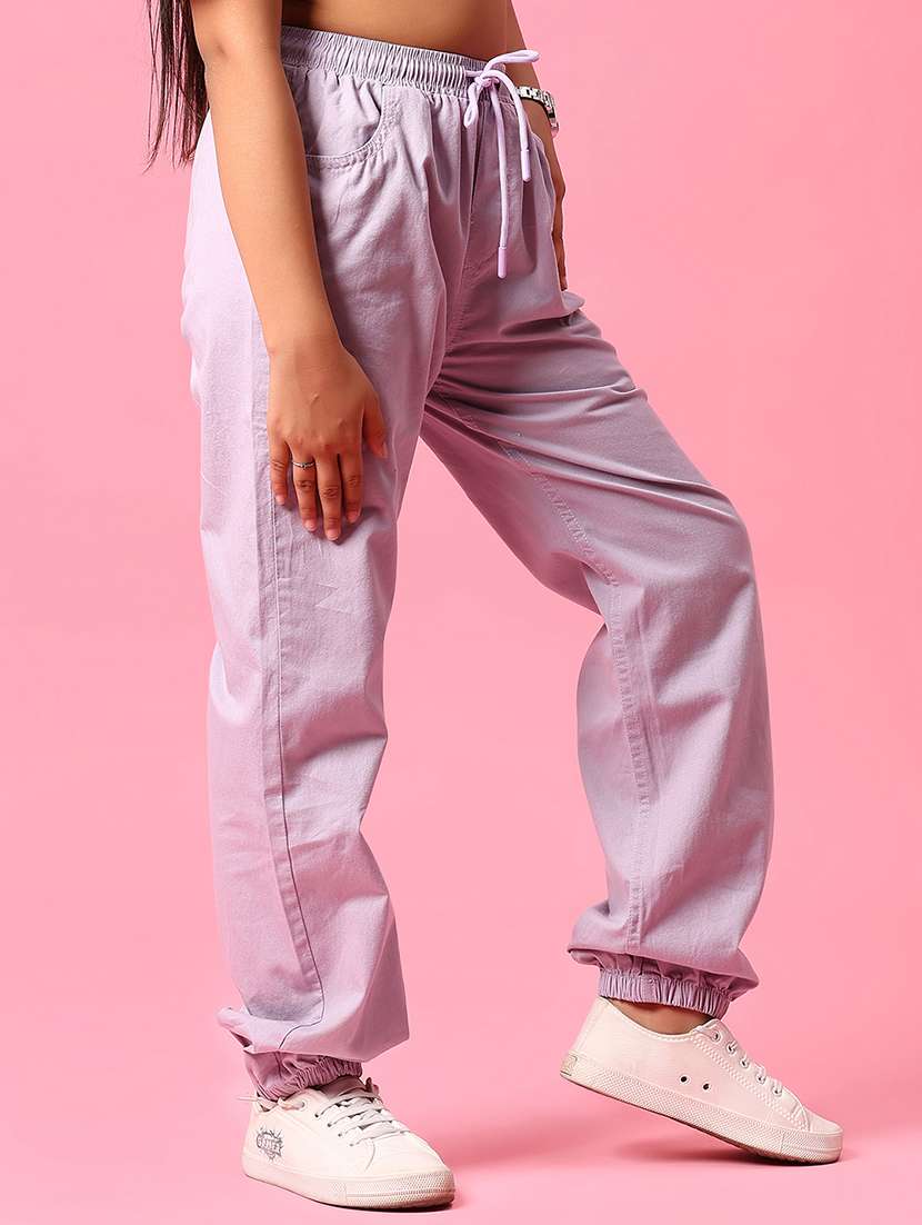 girls solid mid rise relaxed fit jogger - 22222844 -  Standard Image - 1