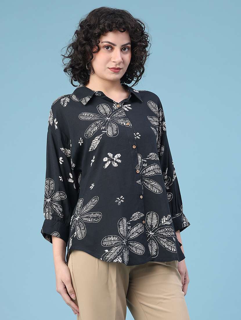 women floral print collared shirt - 22222954 -  Standard Image - 1