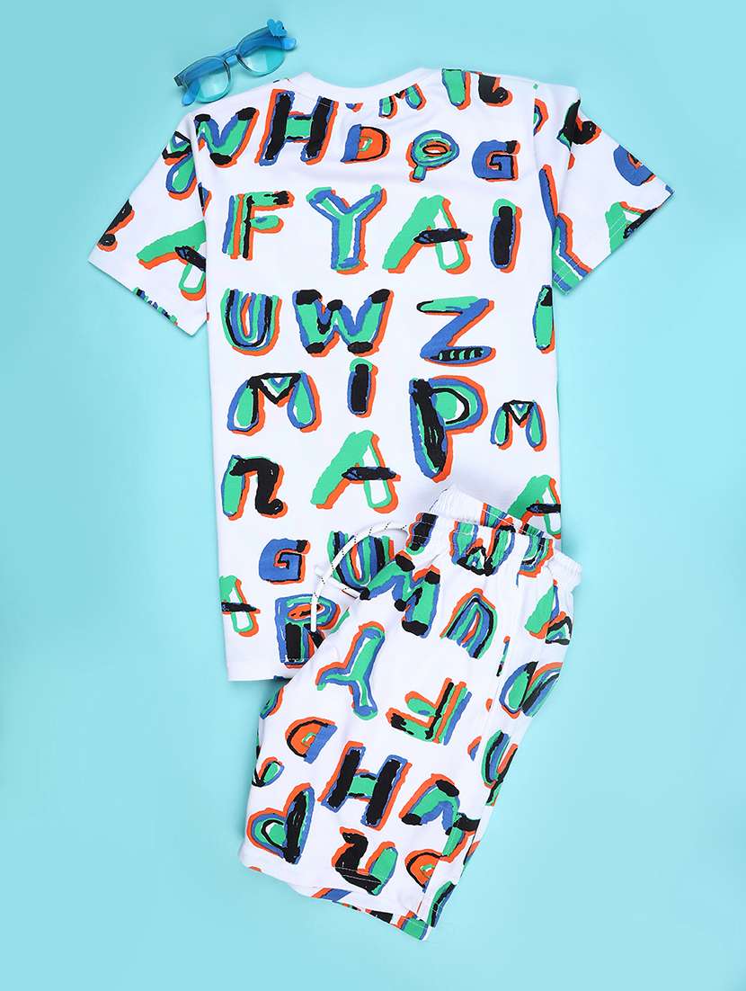 boy white cotton blend combo co-ords set - 22222967 -  Standard Image - 1