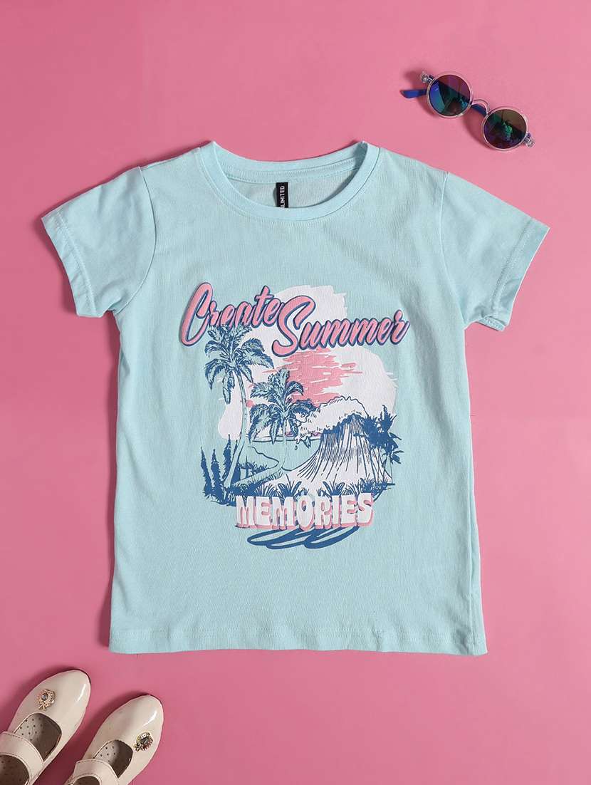 girls light blue cotton tee - 22222980 -  Standard Image - 1