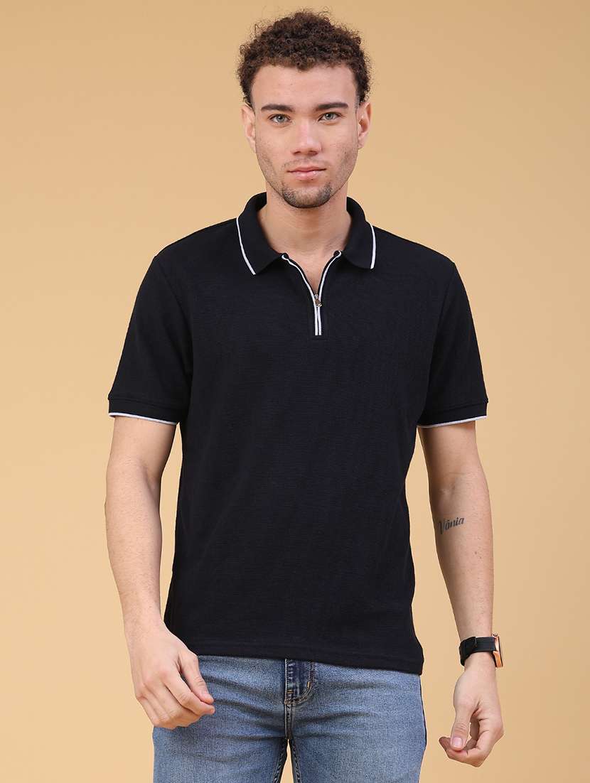 men textured short sleeve slim fit polo t-shirt - 22222985 -  Standard Image - 1