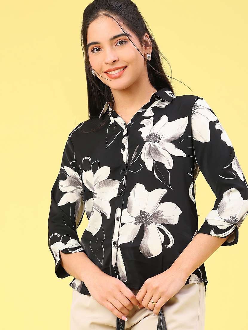 women floral collared neck top 