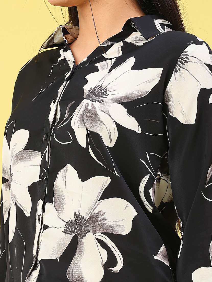 Women Floral Collared Neck Top - 22222990 -  Standard Image - 4