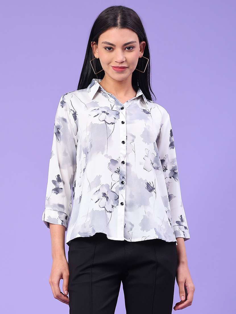 women floral print collared neck top  - 22222993 -  Standard Image - 1