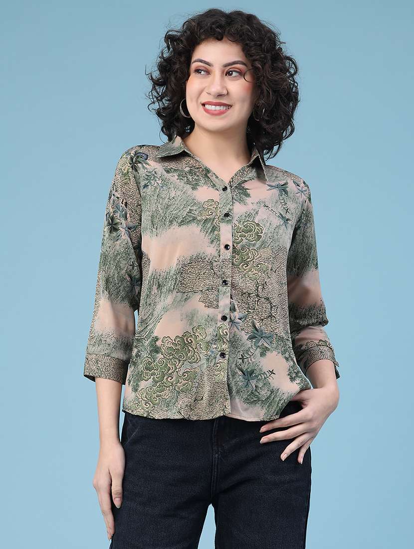 printed polyester shirt collar casual wear - 22222995 -  Standard Image - 1